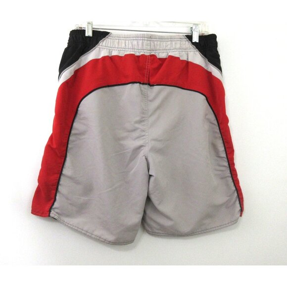 Spalding Athletic Men's Swim Board Trunks Size Small Black Red Gray Mesh Liner - Picture 2 of 8